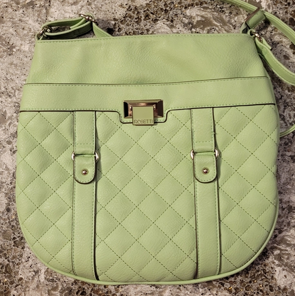 ROSETTI' Mint Green/Silver Plaque. Crossbody Shoulder. Handbag Purse. Mint Green